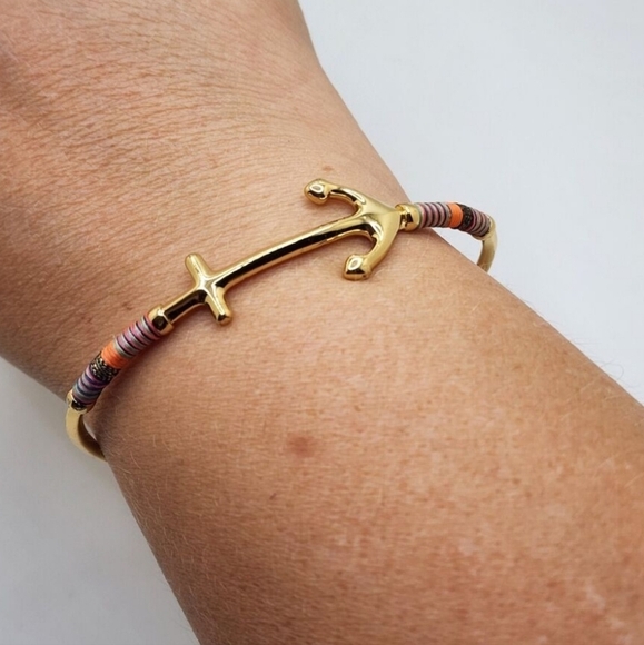 Stella and Dot Gold Anchor Bracelet with Multicolor Beads - Picture 2 of 6